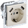 Розетка IEK BRITE РЮш10-1-БрКр 16А с USB A+A 2,1А BR-R14-16-U21-D21-K10