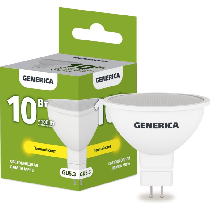 Светодиодная лампа IEK GENERICA MR16 софит 10Вт 230В 3000К GU5,3 LL-MR16-10-230-30-GU5-G