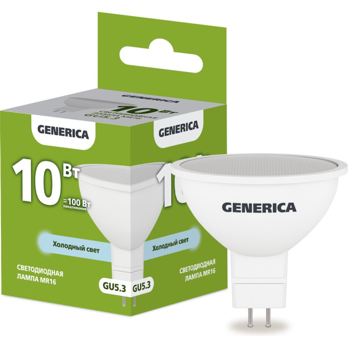 Светодиодная лампа IEK GENERICA MR16 софит 10Вт 230В 6500К GU5,3 LL-MR16-10-230-65-GU5-G
